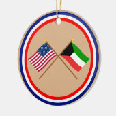 US und Kuwait gekreuzte Flaggen Keramik Ornament (Links)