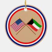 US und Kuwait gekreuzte Flaggen Keramik Ornament (Hinten)