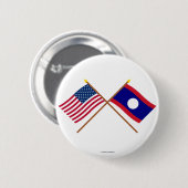 US und Laos gekreuzte Flaggen Button (Vorne & Hinten)