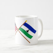 US und Lesotho gekreuzte Flaggen Kaffeetasse (VorderseiteRechts)
