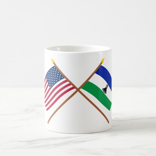 US und Lesotho gekreuzte Flaggen Kaffeetasse (Mittel)