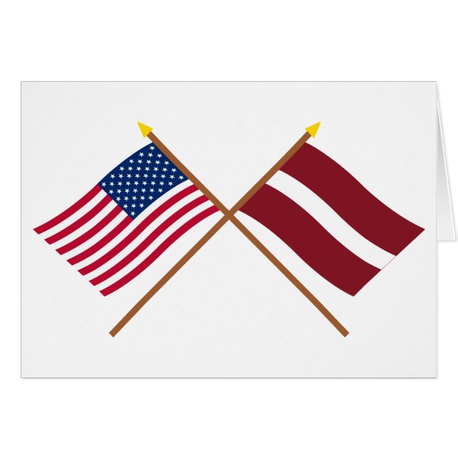 US und Lettland gekreuzte Flaggen (Vorderseite (Horizontal))