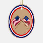 US und Malaysia gekreuzte Flaggen Keramikornament (Rechts)