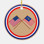 US und Malaysia gekreuzte Flaggen Keramikornament (Hinten)