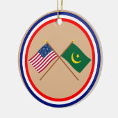 US und Mauretanien gekreuzte Flaggen Keramikornament (Links)