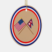 US und Nepal gekreuzte Flaggen Keramikornament (Rechts)