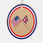 US und Nepal gekreuzte Flaggen Keramikornament (Links)