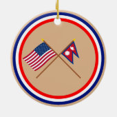US und Nepal gekreuzte Flaggen Keramikornament (Hinten)