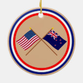 US und Neuseeland gekreuzte Flaggen Keramikornament (Hinten)