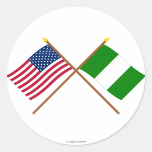 US und Nigeria gekreuzte Flaggen Runder Aufkleber
