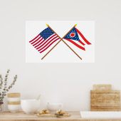 US und Ohio überquerten Flaggen Poster (Küche)
