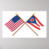US und Ohio überquerten Flaggen Poster (Vorne)