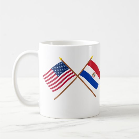 US und Paraguay gekreuzte Flaggen Kaffeetasse (Links)