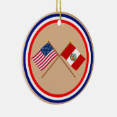 US und Peru gekreuzte Flaggen Keramikornament (Rechts)