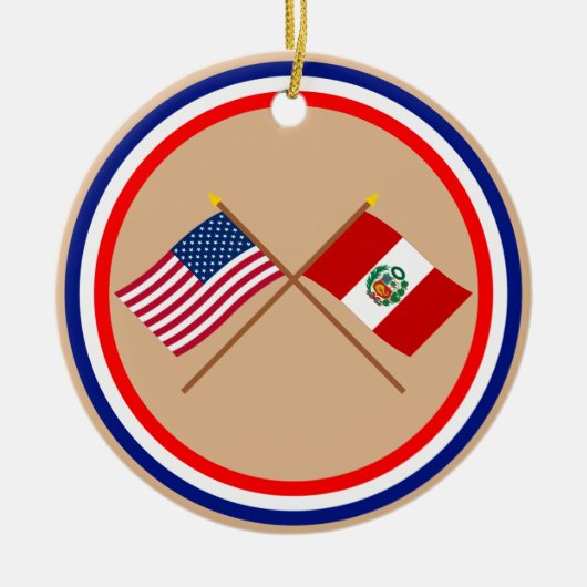US und Peru gekreuzte Flaggen Keramikornament (Vorne)