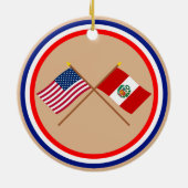 US und Peru gekreuzte Flaggen Keramikornament (Hinten)