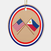 US und Philippinen gekreuzte Flaggen Keramikornament (Links)