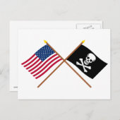 US- und Piratenflaggen Postkarte (Vorne/Hinten)