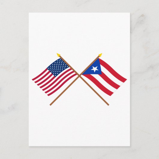 US und Puerto Rico überquerten Flaggen Postkarte (Vorderseite)