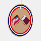 US und Qatar gekreuzte Flaggen Keramik Ornament (Rechts)