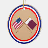 US und Qatar gekreuzte Flaggen Keramik Ornament (Links)