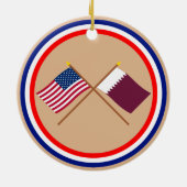 US und Qatar gekreuzte Flaggen Keramik Ornament (Hinten)