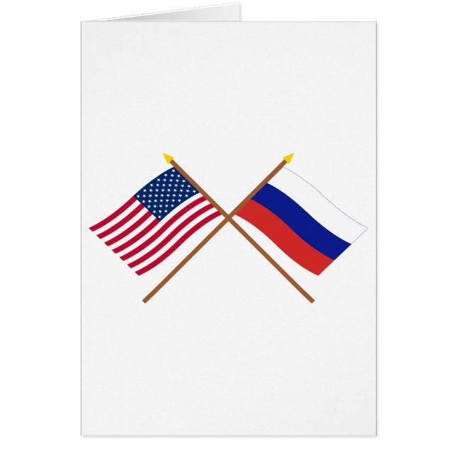 US und Russland gekreuzte Flaggen (Vorne)