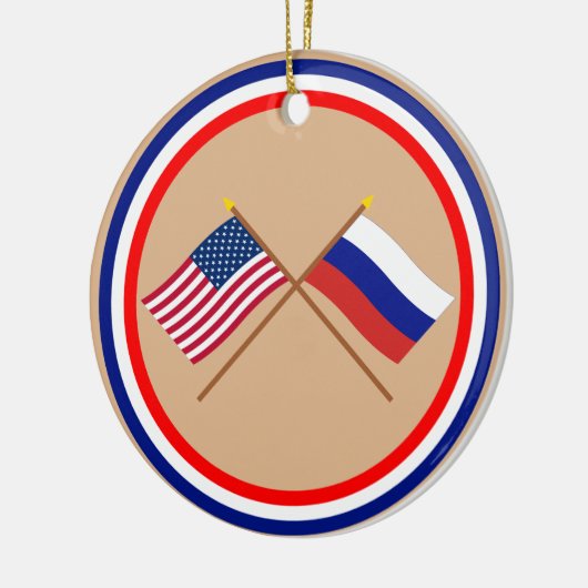 US und Russland gekreuzte Flaggen Keramikornament (Links)