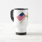 US und Simbabwe gekreuzte Flaggen Reisebecher (Vorderseite Links)