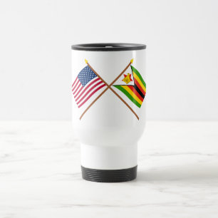 US und Simbabwe gekreuzte Flaggen Reisebecher