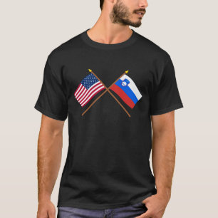 US und Slowenien gekreuzte Flaggen T-Shirt