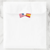 US- und Spanien-Flagge Runder Aufkleber (Tasche)