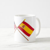 US und Spanien gekreuzte Flaggen Kaffeetasse (VorderseiteRechts)