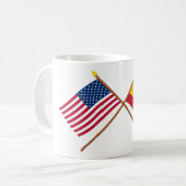US und Spanien gekreuzte Flaggen Kaffeetasse (Vorderseite Links)