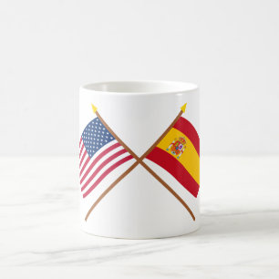 US und Spanien gekreuzte Flaggen Kaffeetasse
