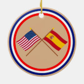 US und Spanien gekreuzte Flaggen Keramik Ornament (Hinten)