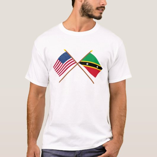 US und St. Kitts u. Nevis gekreuzte Flaggen T-Shirt (Vorderseite)