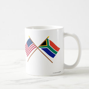 US und Südafrika gekreuzte Flaggen Kaffeetasse