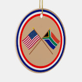 US und Südafrika gekreuzte Flaggen Keramikornament (Rechts)