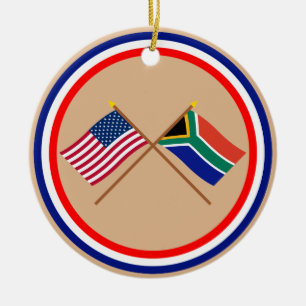US und Südafrika gekreuzte Flaggen Keramikornament