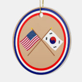 US und Südgekreuzte Flaggen koreas Keramikornament (Links)