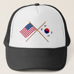 US und Südgekreuzte Flaggen koreas Truckerkappe