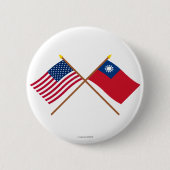 US und Taiwan gekreuzte Flaggen Button (Vorderseite)