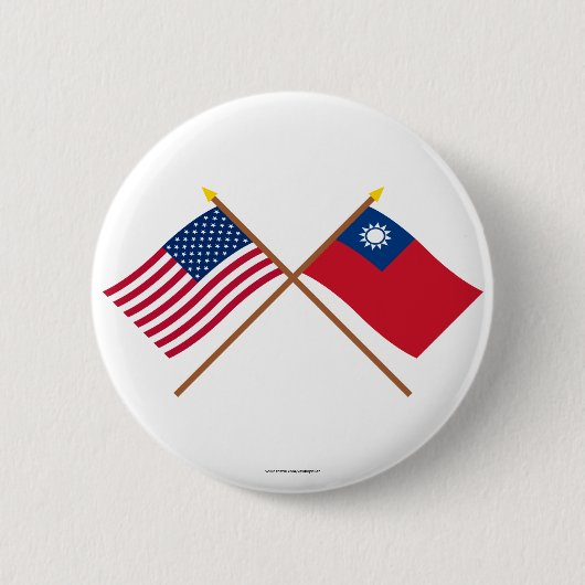 US und Taiwan gekreuzte Flaggen Button (Vorderseite)
