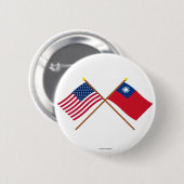 US und Taiwan gekreuzte Flaggen Button (Vorne & Hinten)