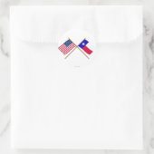 US- und Texas-Grenzflaggen Runder Aufkleber (Tasche)