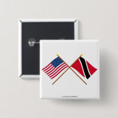 US und Trinidad u. Tobago gekreuzte Flaggen Button (Vorne & Hinten)