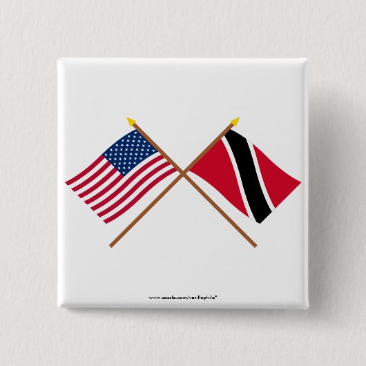 US und Trinidad u. Tobago gekreuzte Flaggen Button (Vorderseite)