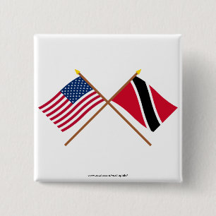US und Trinidad u. Tobago gekreuzte Flaggen Button