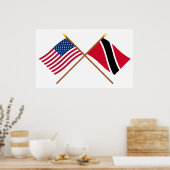 US- und Trinidad und Tobago - Grenzflaggen Poster (Küche)